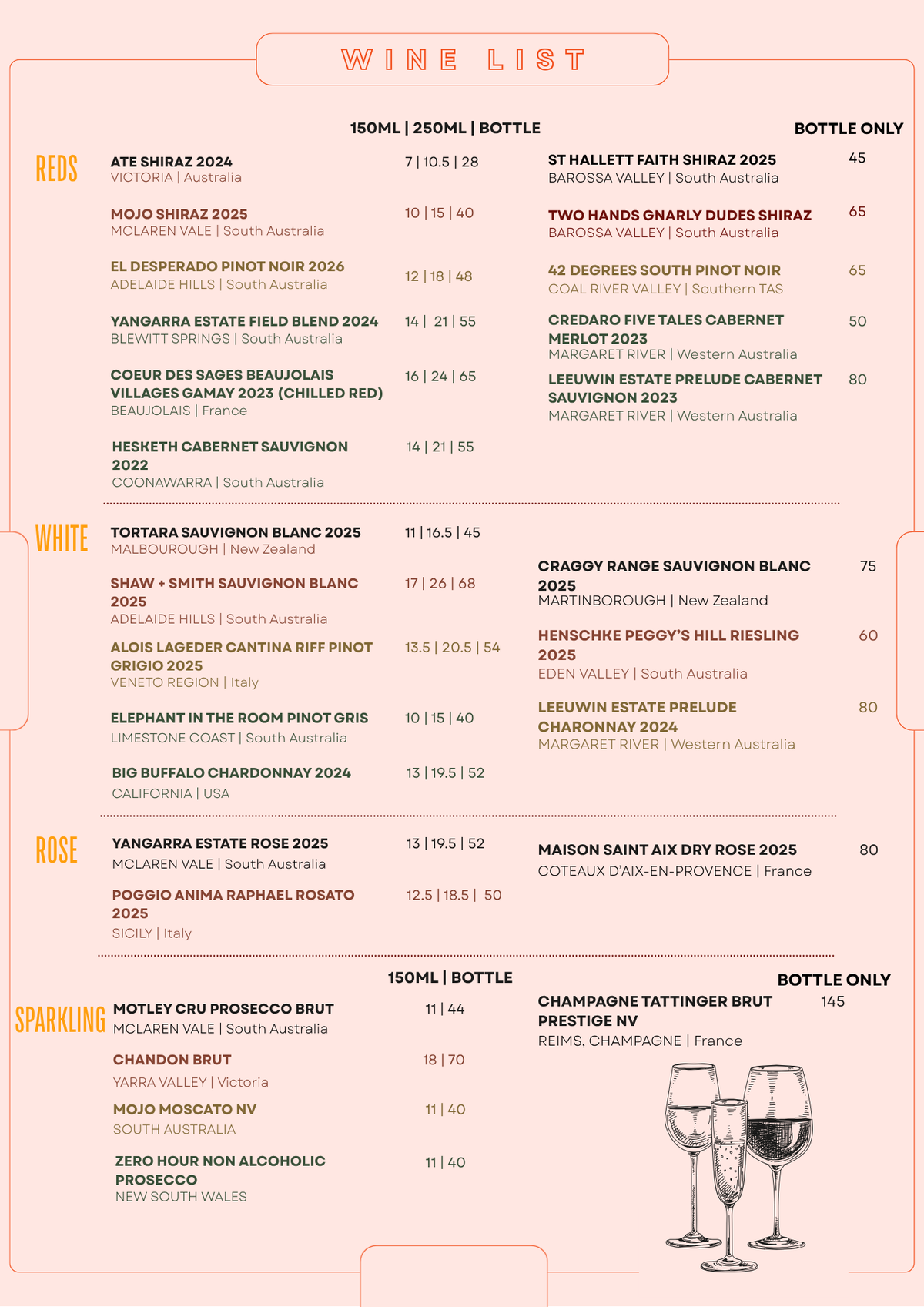 Wine menu